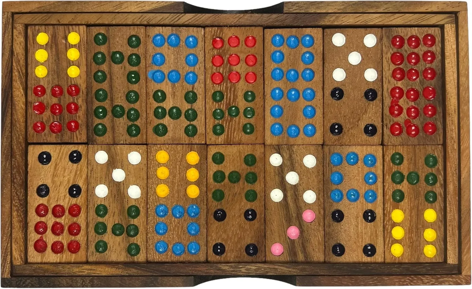 NUTTA - Dominoes Wooden Game 56 Tiles Classic Board Games Set for Adults and Teens Fun Indoor Outdoor Travel Camping Decorate Table Top Living Room Coffee Table Decor (Domino 56 Tiles)