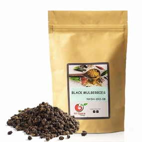 NY SPICE SHOP Dried Black Mulberry – 1 Pound Natural Dry Mulberry – Wild Black Mulberries – Morus Nigra – Naturally Sweet Flavor – Great for Snacking, Desserts – Raw Fruit