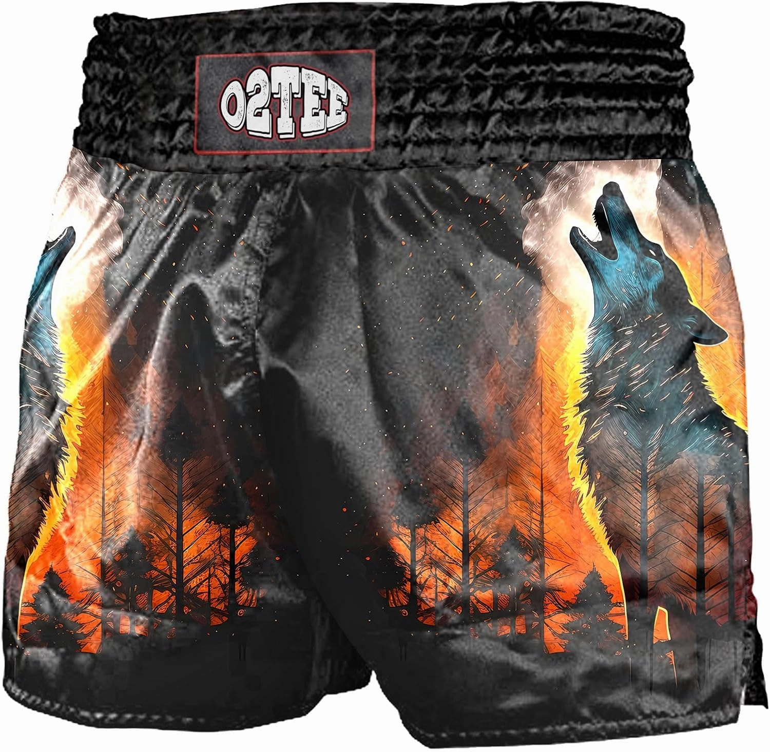 O2TEE Muay Thai Shorts Boxing Shorts MMA Kickboxing Traditional Styles Nation Shorts