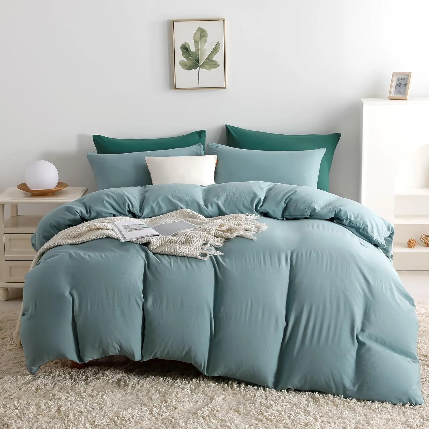 OAITE Duvet Cover,Protects and Covers Your Comforter/Duvet Insert,Luxury 100% Super Soft Microfiber,Queen Size,3 Piece Duvet Cover Set Includes 2 Pillow Shams