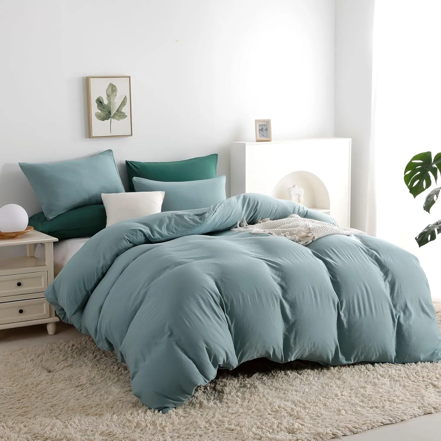 OAITE Duvet Cover,Protects and Covers Your Comforter/Duvet Insert,Luxury 100% Super Soft Microfiber,Queen Size,3 Piece Duvet Cover Set Includes 2 Pillow Shams