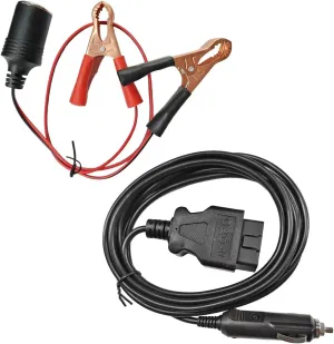 OBD II Vehicle ECU Emergency Power Supply Cable, 12V OBD2 Memory Saver Diagnostic Cable Car Battery Cigarette Lighter Power Extension Socket Cable with Alligator Clip-On