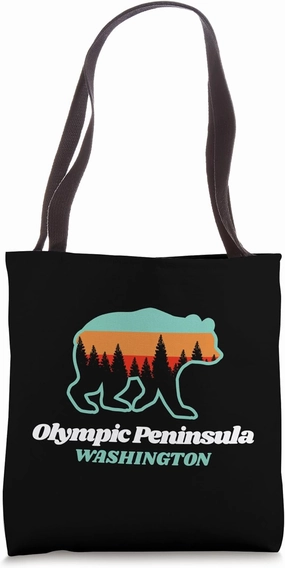 Olympic Peninsula Washington Fishing Summer Bear Tote Bag