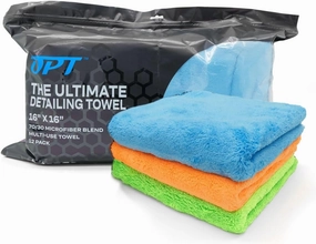 Optimum The Ultimate Detailing Towel – Microfiber Car Detailing Towel, 550 GSM, 16” x 16”, 70/30 Blend – 4 Green, 4 Blue, 4 Orange