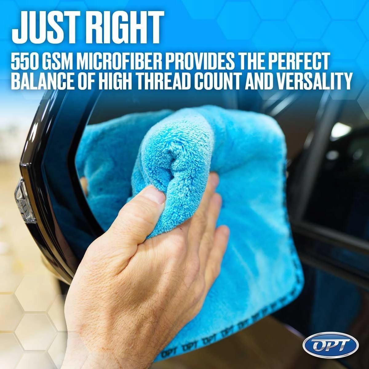 Optimum The Ultimate Detailing Towel – Microfiber Car Detailing Towel, 550 GSM, 16” x 16”, 70/30 Blend – 4 Green, 4 Blue, 4 Orange