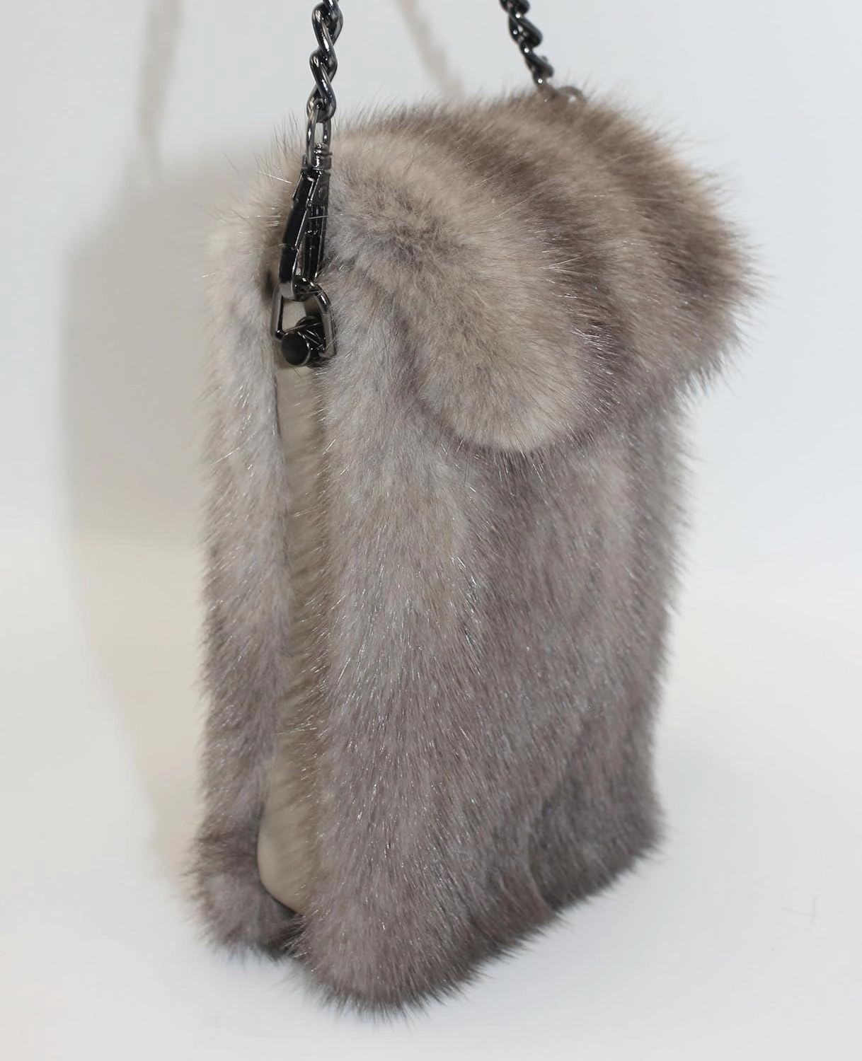 Opulent Danish Mink Fur Elegance Handbag with Genuine Sheepskin Lining - Ethical Luxury, Spacious Sophistication