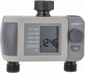 Orbit 24621 2-Outlet Hose Faucet Timer, Gray