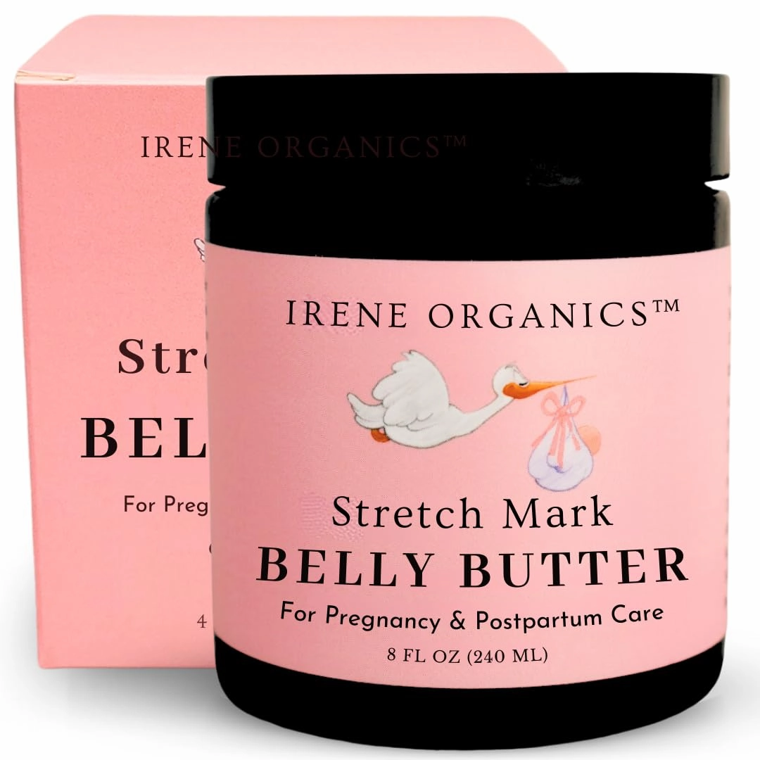 Organic Belly Butter for Pregnancy Stretch Mark Prevention and Treatment Award Winning Anti Stretch Mark Tummy Balm For Pregnancy and Postpartum 8oz - Hydrating Bump Cream