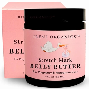 Organic Belly Butter for Pregnancy Stretch Mark Prevention and Treatment Award Winning Anti Stretch Mark Tummy Balm For Pregnancy and Postpartum 8oz - Hydrating Bump Cream
