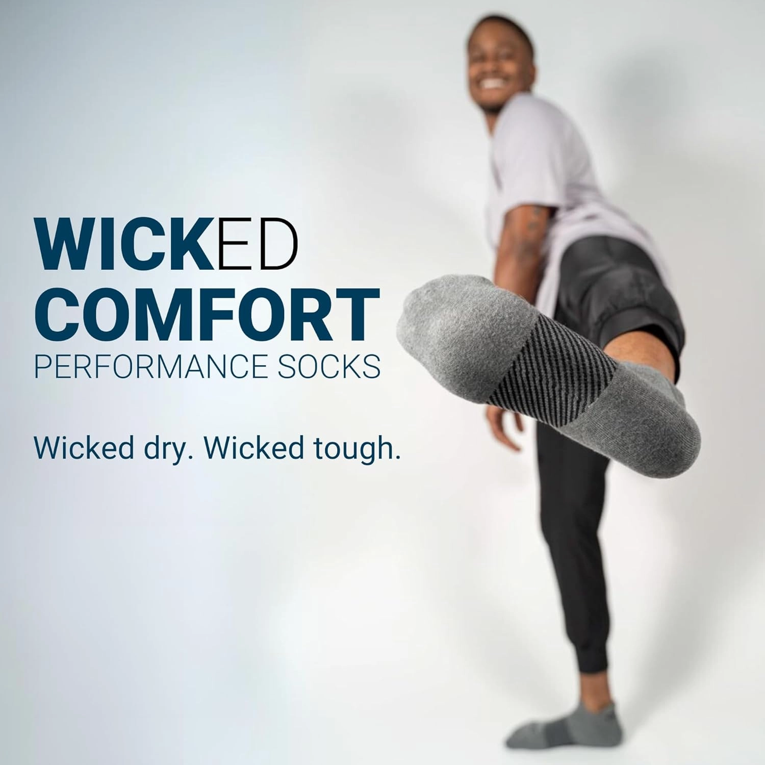 OS1st Wicked Comfort Crew Socks with light compression for maximum cushion, blister protection and breathable fabric