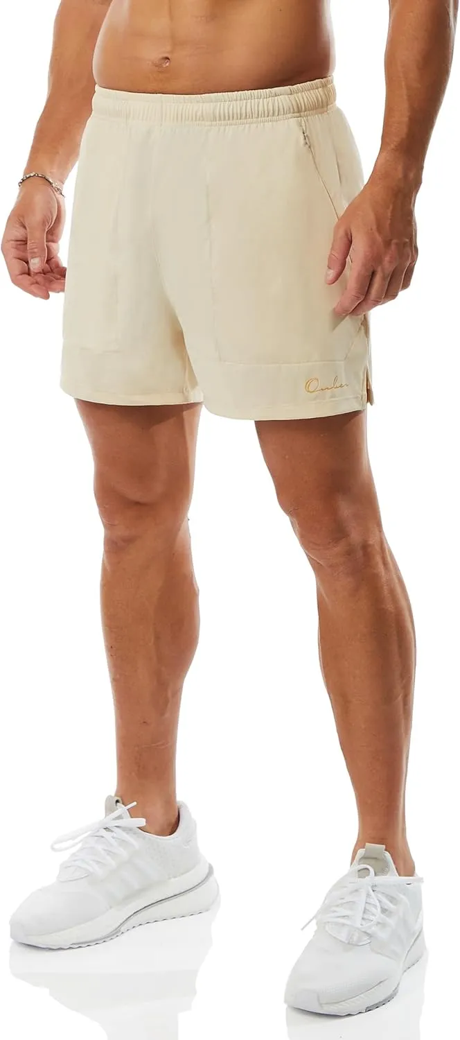 Ouber Men's Athletic Gym Shorts Workout Quick Dry Shorts for Men Running Training with Zipper Pockets