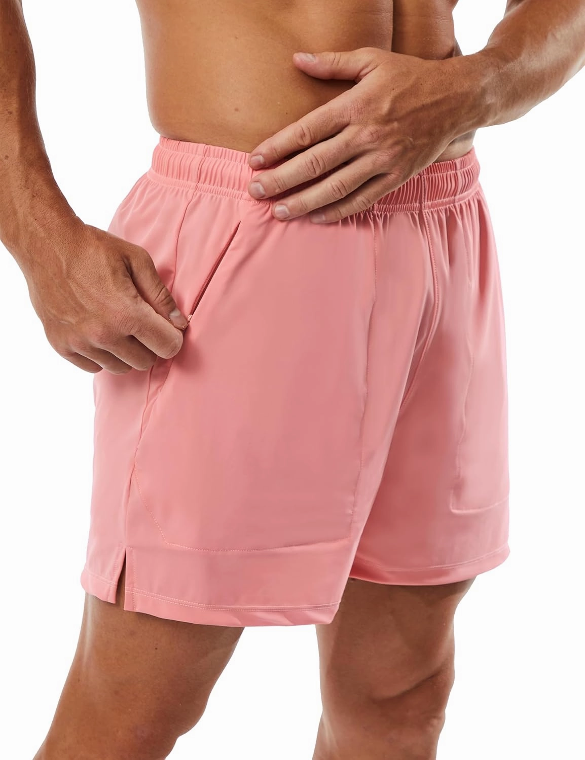 Ouber Men's Athletic Gym Shorts Workout Quick Dry Shorts for Men Running Training with Zipper Pockets