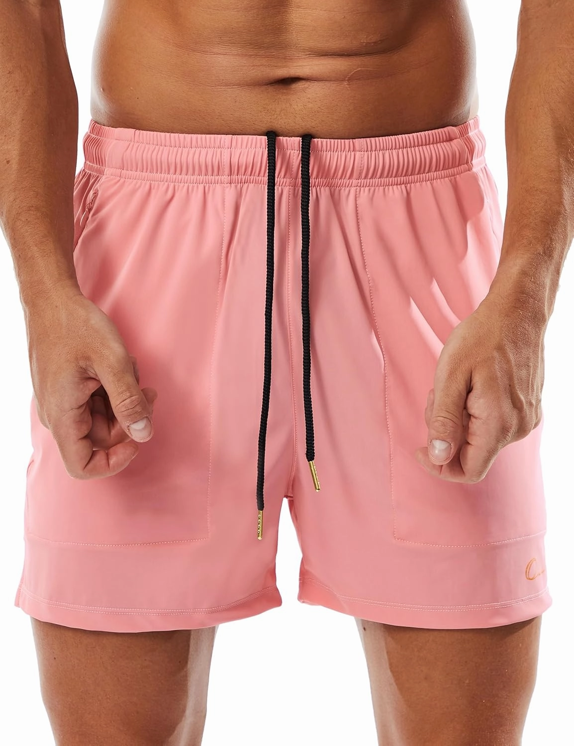 Ouber Men's Athletic Gym Shorts Workout Quick Dry Shorts for Men Running Training with Zipper Pockets