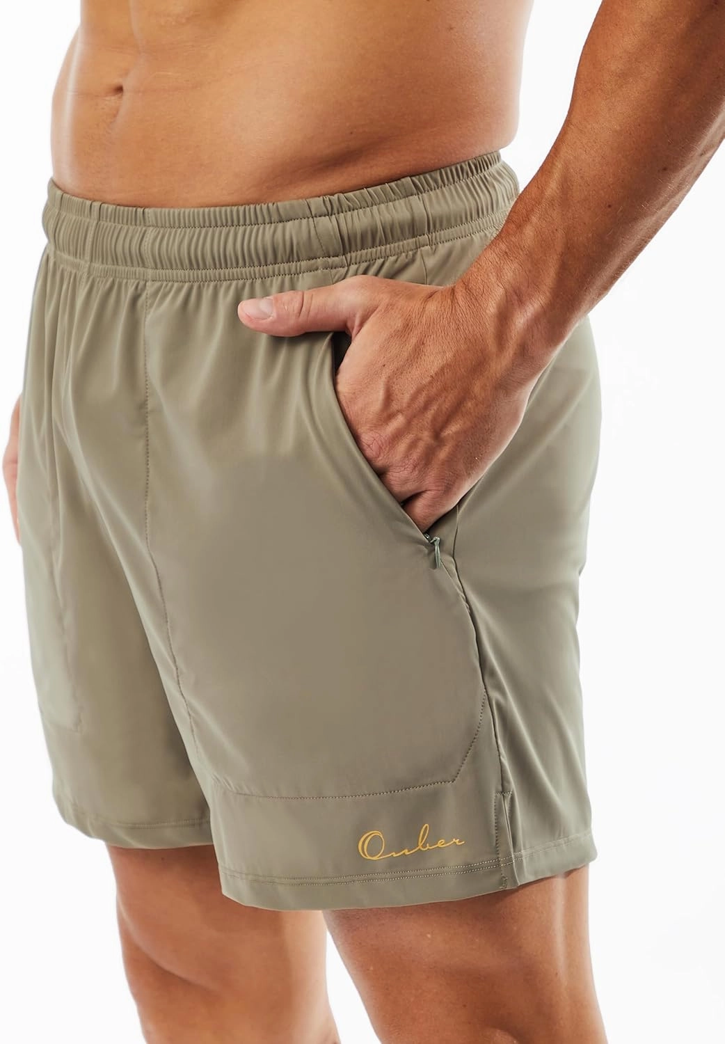 Ouber Men's Athletic Gym Shorts Workout Quick Dry Shorts for Men Running Training with Zipper Pockets