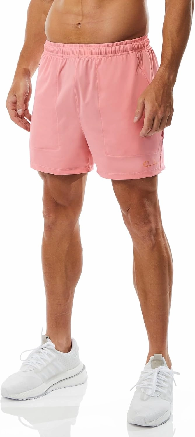 Ouber Men's Athletic Gym Shorts Workout Quick Dry Shorts for Men Running Training with Zipper Pockets