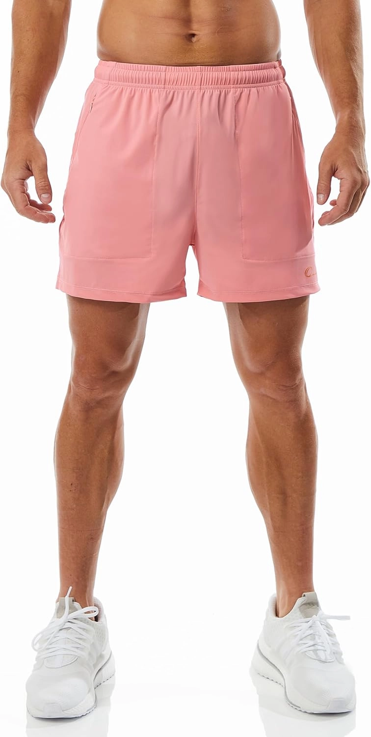 Ouber Men's Athletic Gym Shorts Workout Quick Dry Shorts for Men Running Training with Zipper Pockets