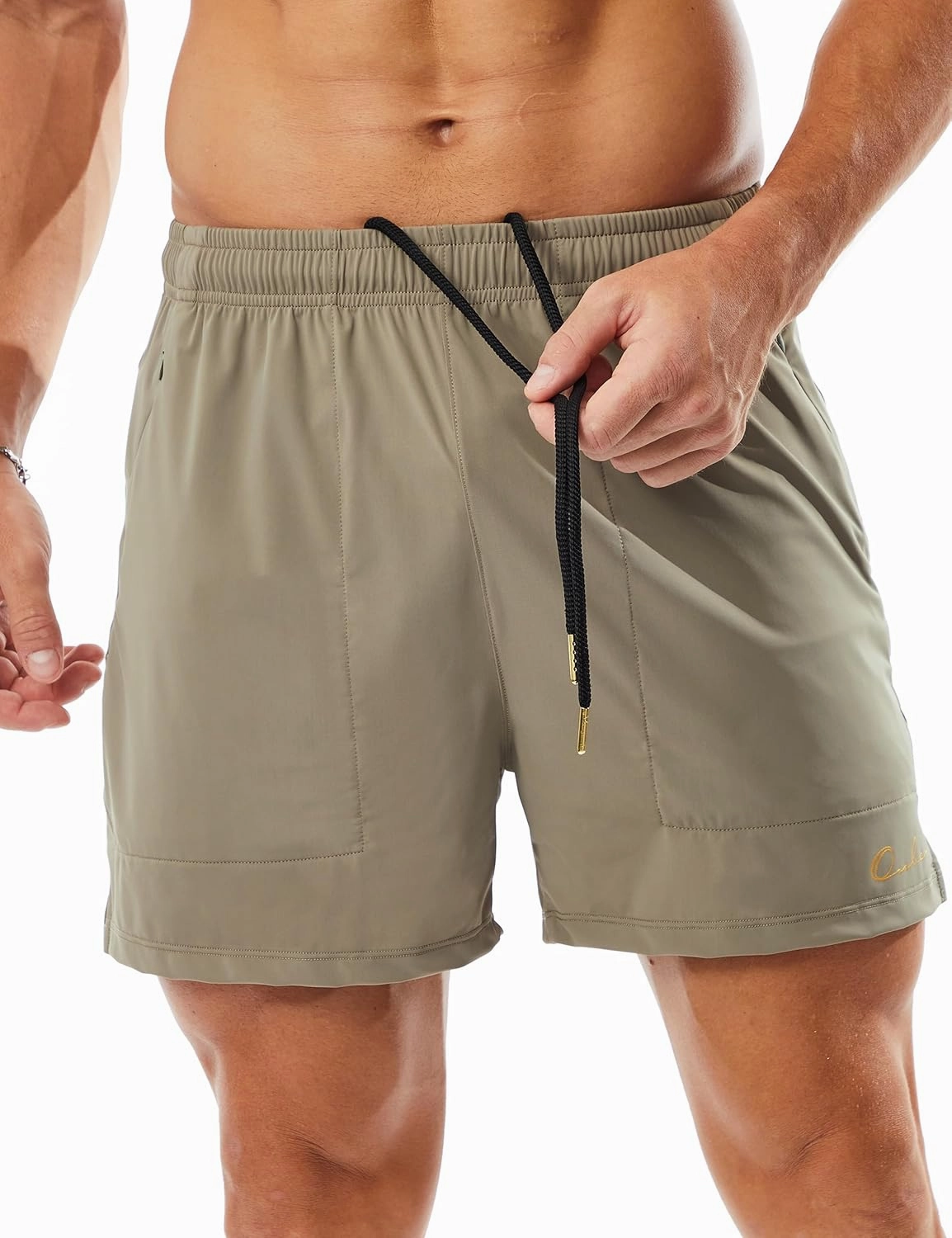 Ouber Men's Athletic Gym Shorts Workout Quick Dry Shorts for Men Running Training with Zipper Pockets
