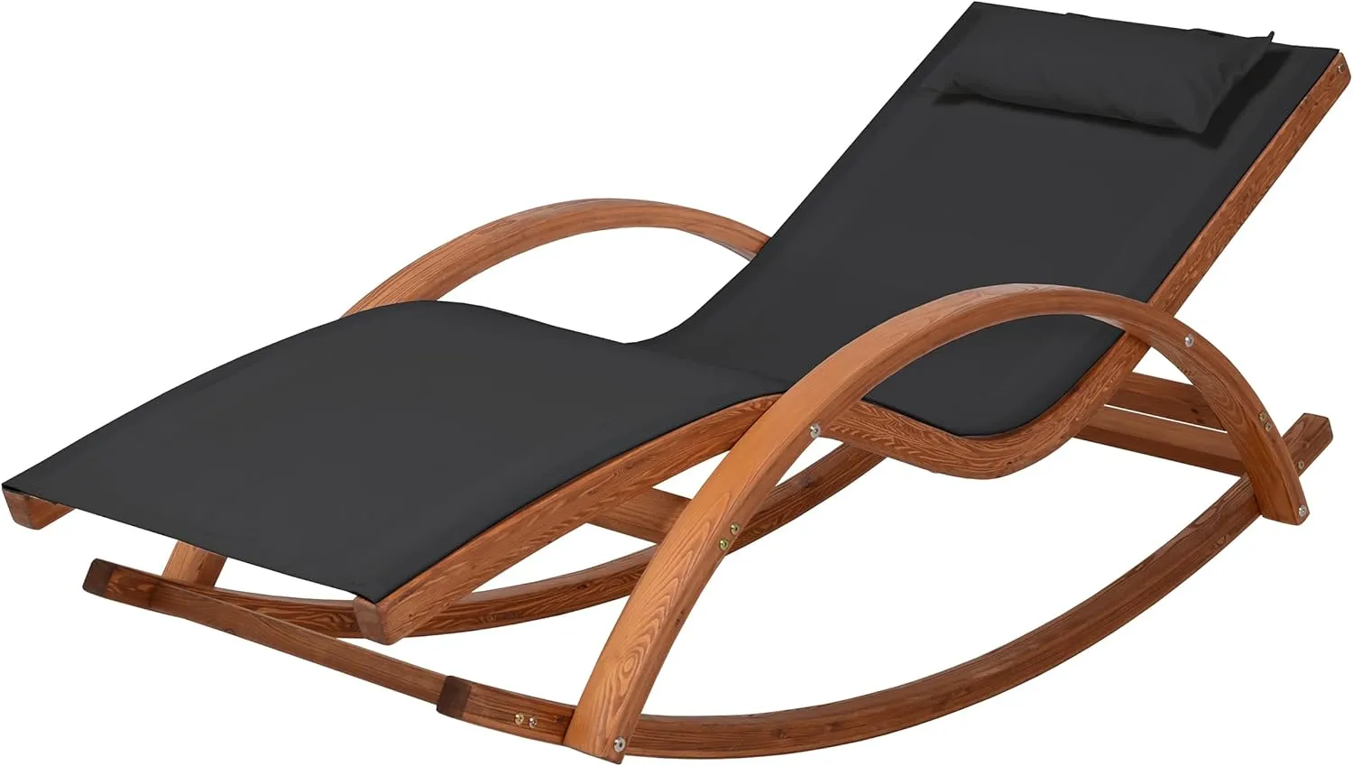 Outdoor Cedar Wood Patio Lounge - Outdoor Daybed with Black Textilene Fabric Patio Furniture Outdoor Bench - Lawn Chairs Backyard Furniture for Pool, Deck and Garden Area