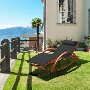 Outdoor Cedar Wood Patio Lounge - Outdoor Daybed with Black Textilene Fabric Patio Furniture Outdoor Bench - Lawn Chairs Backyard Furniture for Pool, Deck and Garden Area
