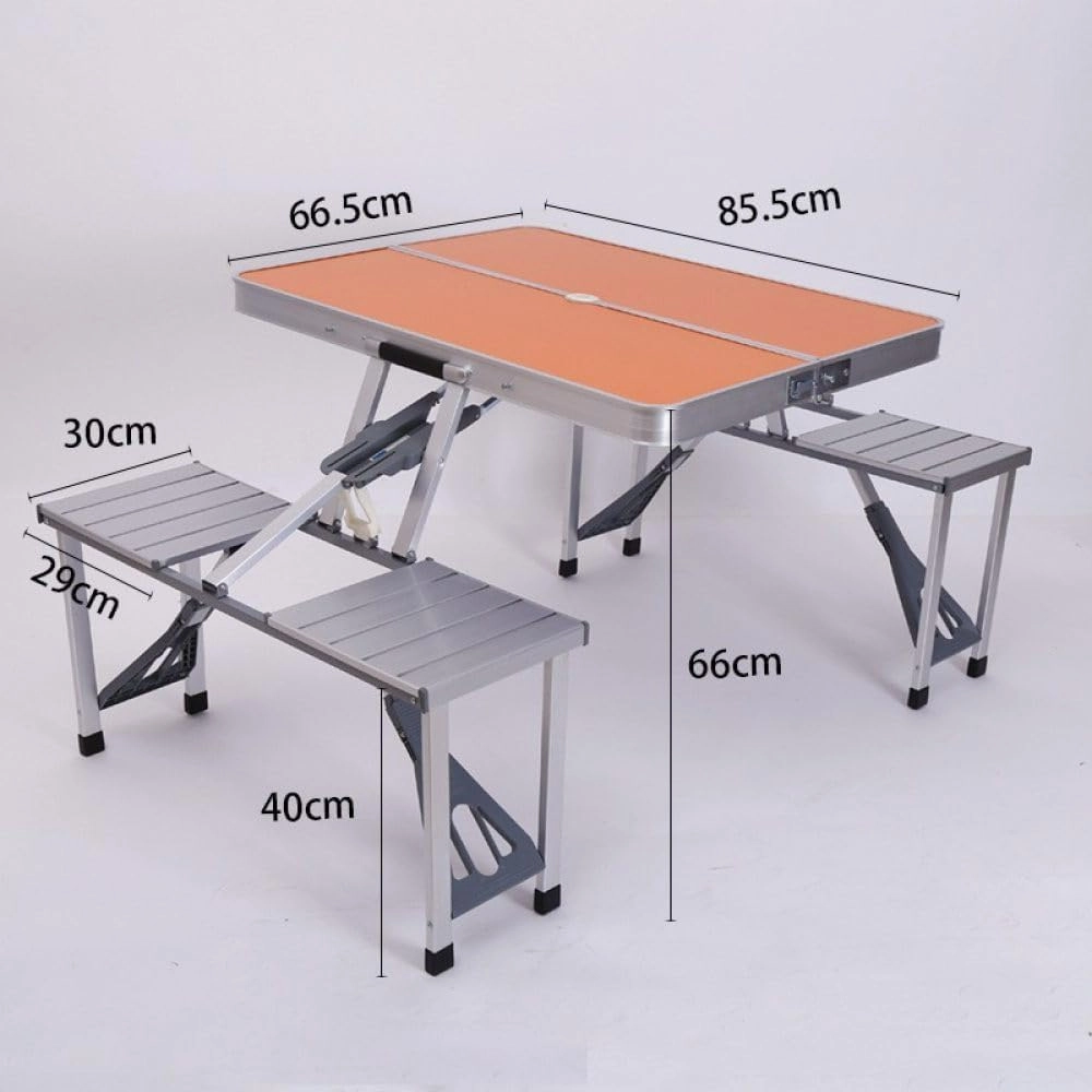 Outdoor Camping Folding Table and air One Table Four airs Aluminum Alloy Connected Simple Portable Folding Picnic Table,Silver