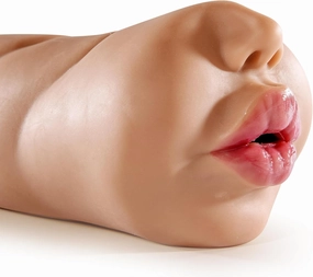 oyiyeyiyo Realistic Mouth Male Masturbator, Deep Throat Pocket Pussy Blow Job Stroker with Teeth and Tongue, Male Sex Toys for Men Masturbation, Sex Doll Adult Toy for Oral Sex (Brown)