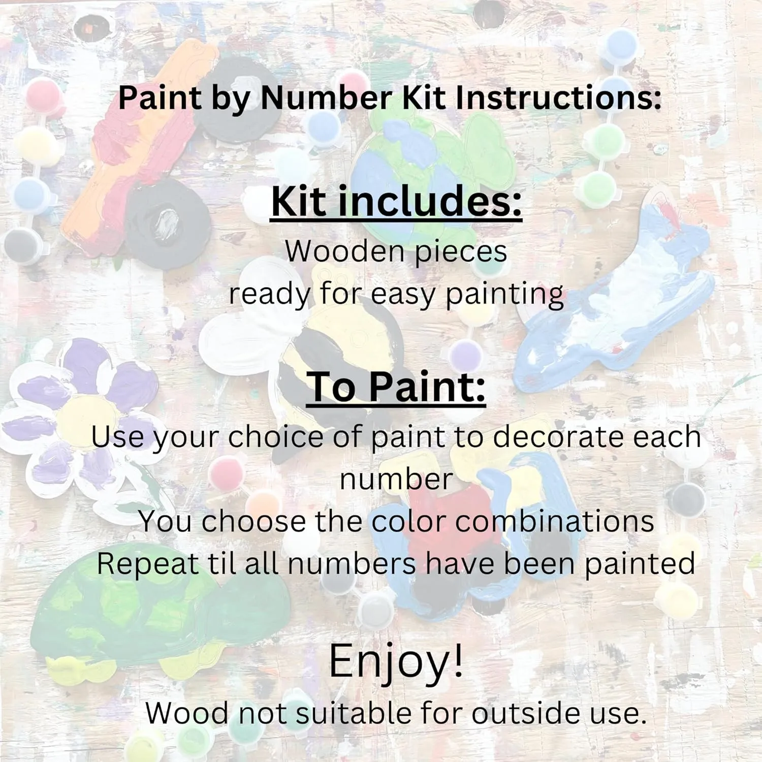 Paint by Numbers Craft Kit for Kids | 5" DIY Painting Kit Wooden Make-and-Take Craft | Parties, Home Activities, & Classrooms (Set of 4 Train)