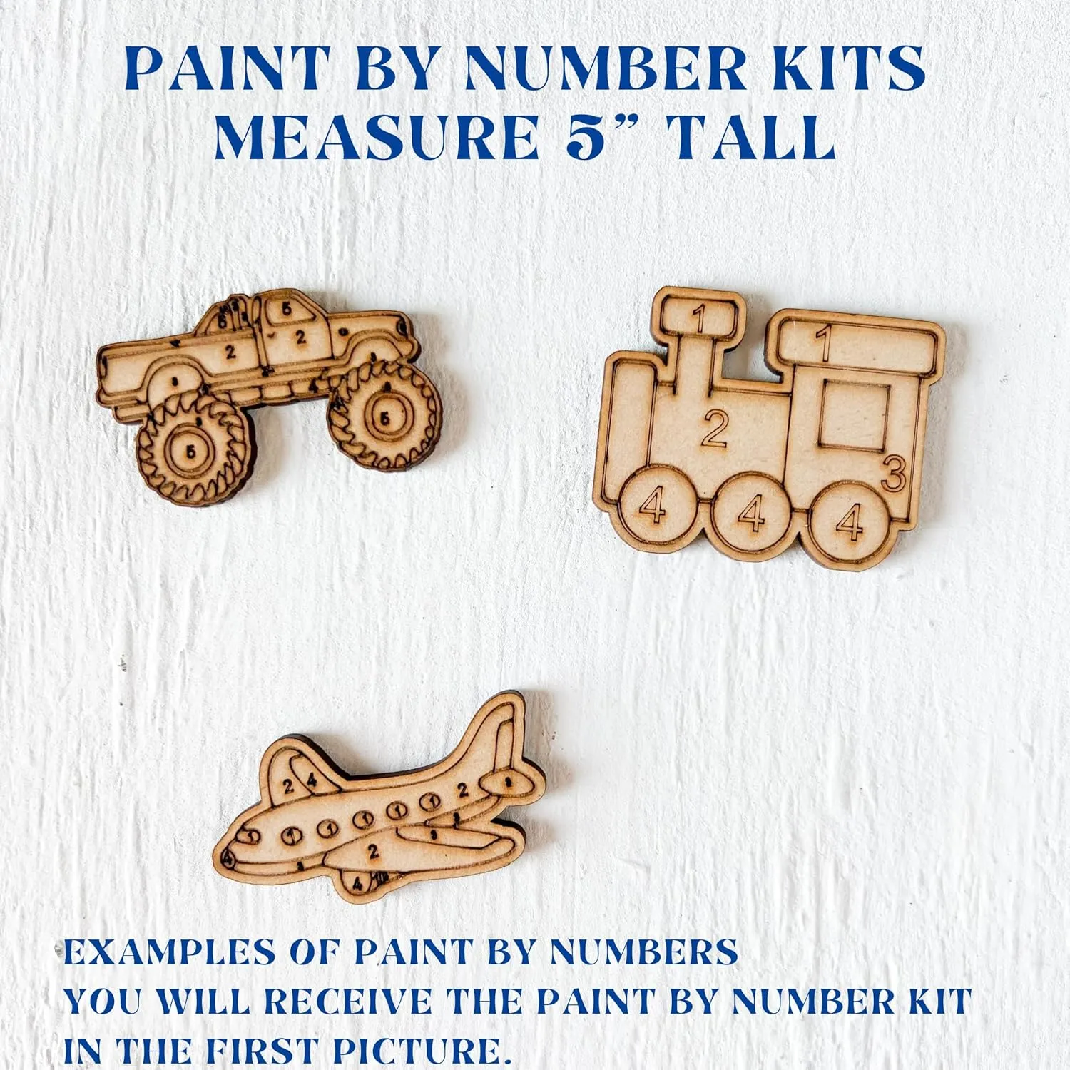 Paint by Numbers Craft Kit for Kids | 5" DIY Painting Kit Wooden Make-and-Take Craft | Parties, Home Activities, & Classrooms (Set of 4 Train)