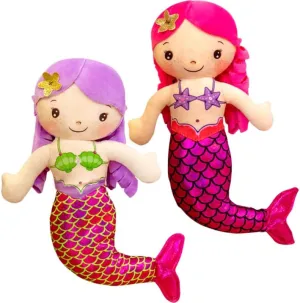 Pair of Adorable Stuffed Mermaid Dolls for Girls: Cute Cartoon Mermaid Toys, for Little Girls - Soft, Lightweight, and Perfect for Cuddling