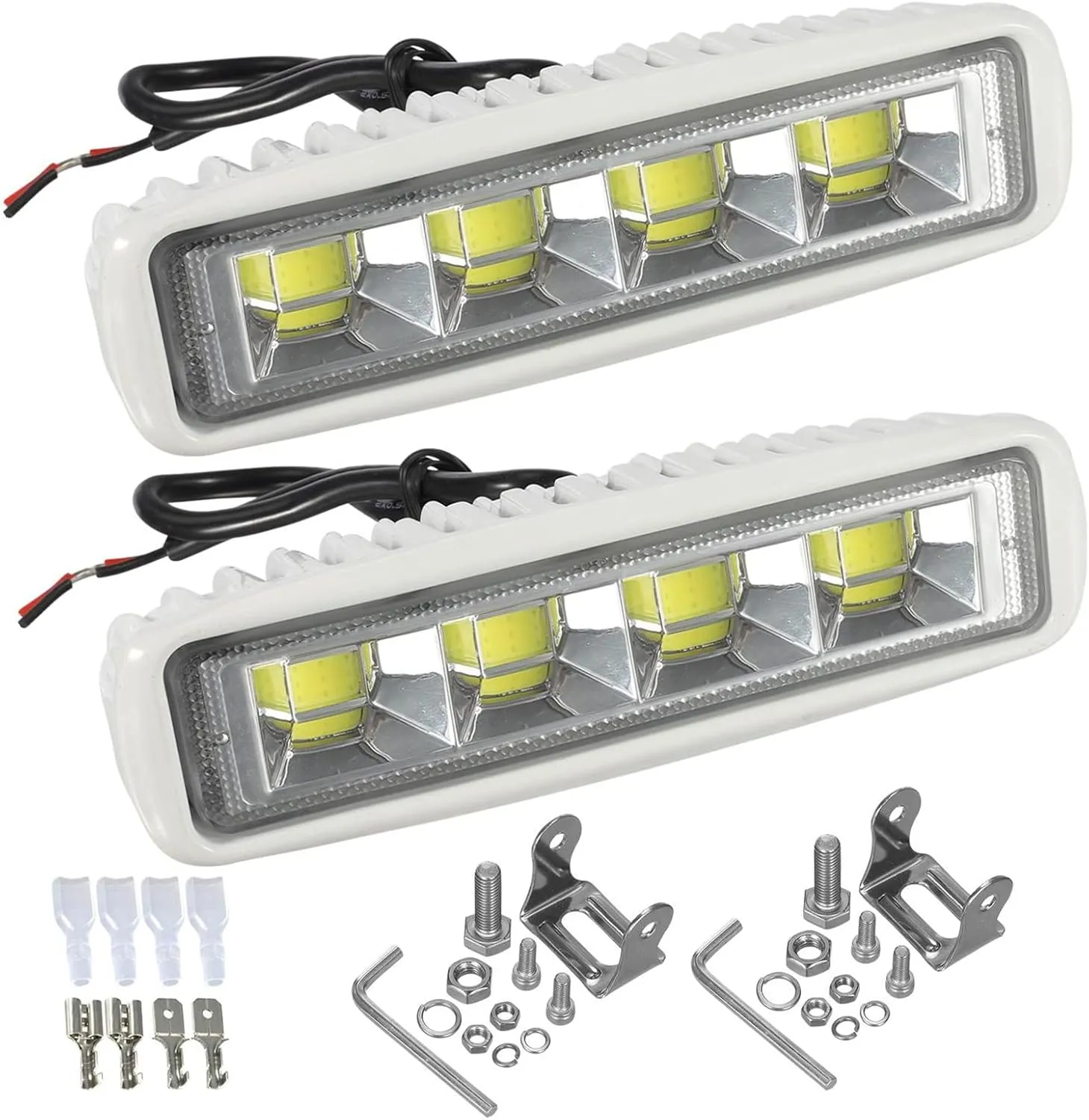 Partsam Waterproof LED Boat Lights - White Beam, 6.3 inch, 36W, IP67, Deck Dock Marine Light, 4000LM, 150Flood, 12/24V, Aluminum Housing, 180Adjustable Mount (2/4 pcs)