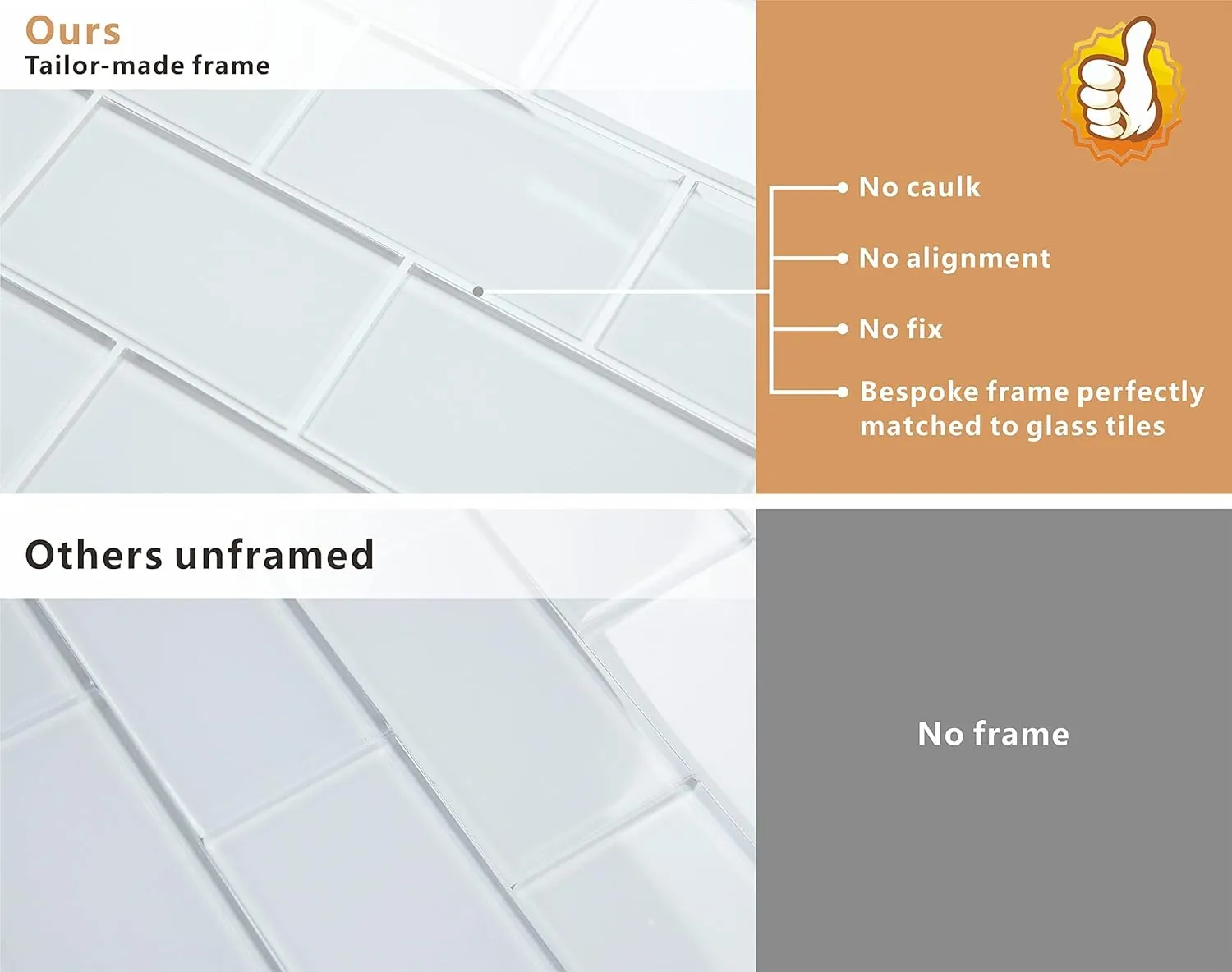 Peel and Stick Glass Tile, White Subway Tiles Peel and Stick Backsplash Stick on Glass Tiles for Kitchen Bathroom (5 Sheets, 5 SQ.FT.)