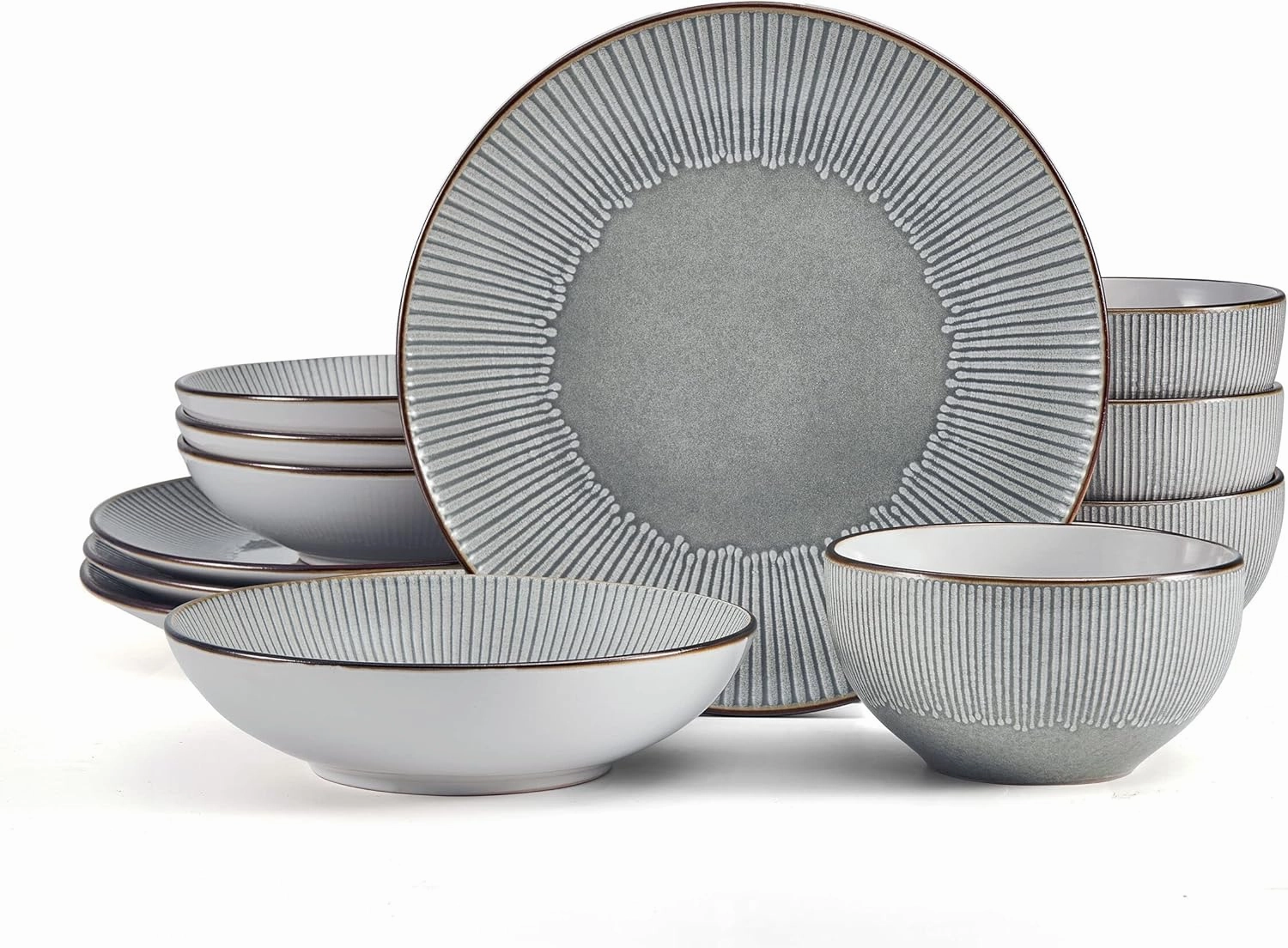 Pfaltzgraff Arlie Gray 12 Piece Dinnerware Set, Service for 4, Gray