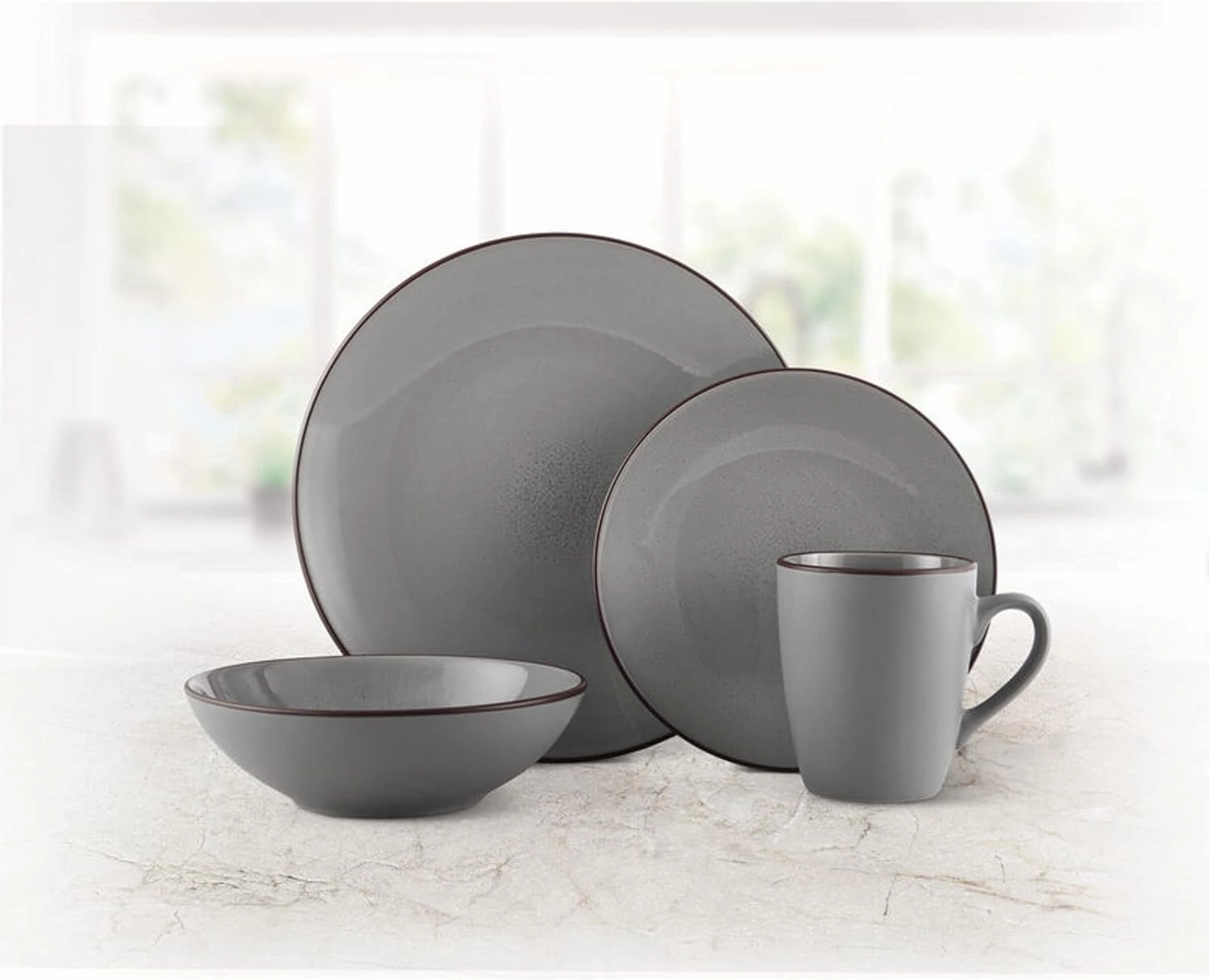 Pfaltzgraff Pierce 16-Piece Dinnerware Set, Service for 4, Gray