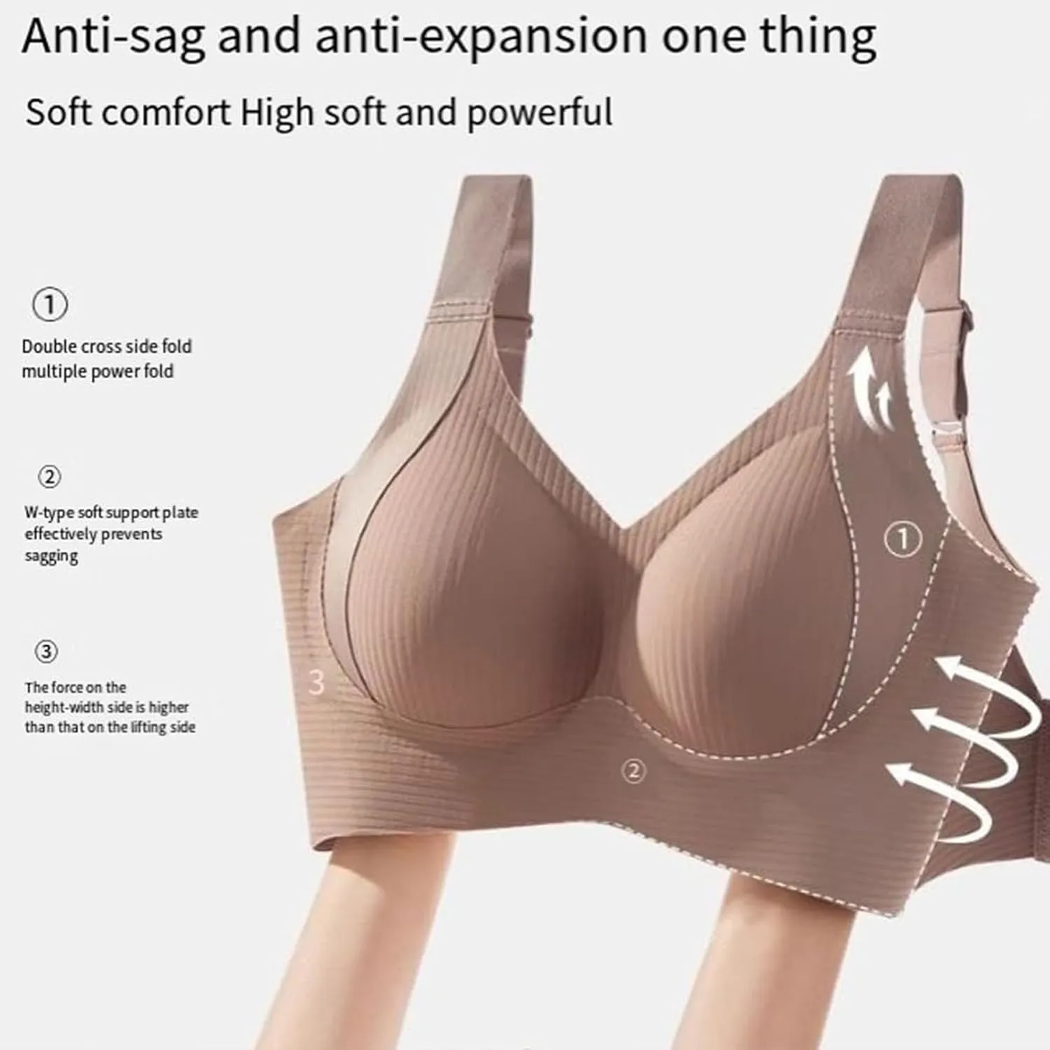 Philosophy Women's Ribbed Push up Adjustable Wireless Bra, Women's Ribbed Push up Adjustable Wireless Bra