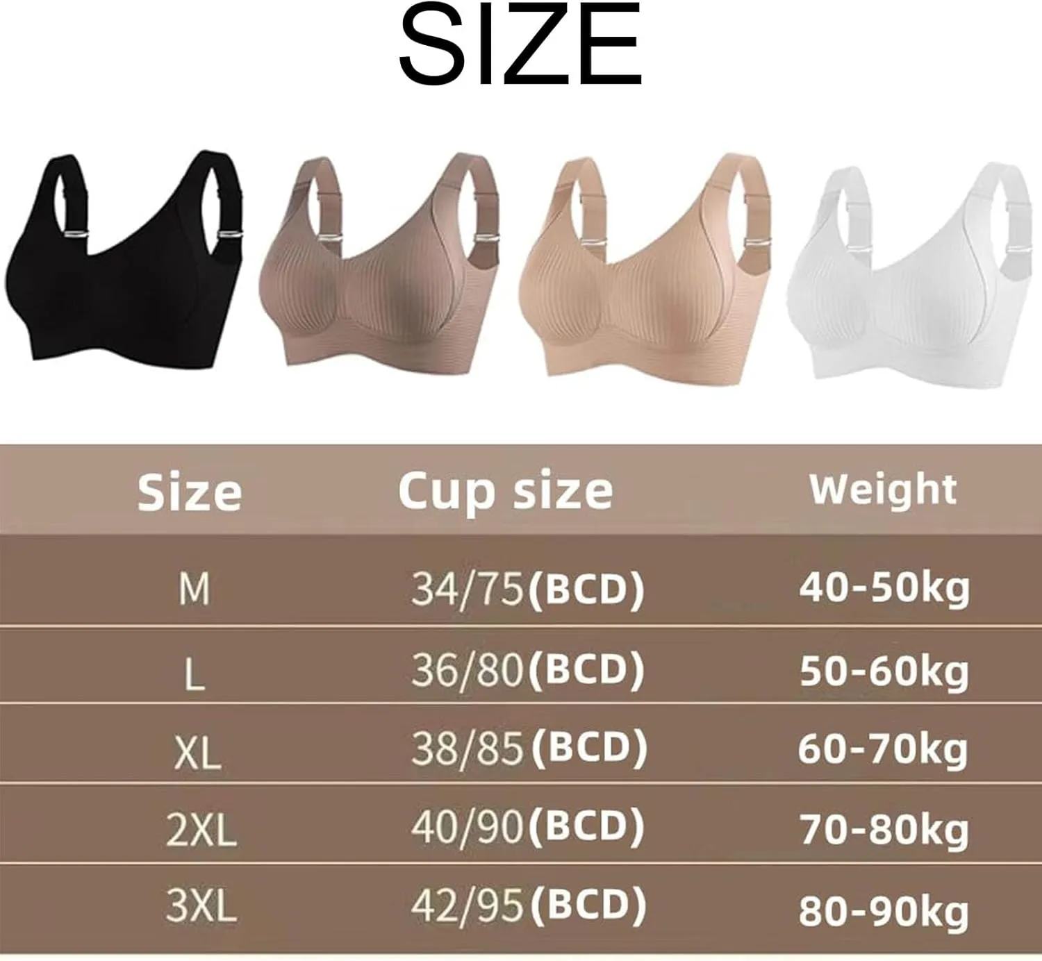 Philosophy Women's Ribbed Push up Adjustable Wireless Bra, Women's Ribbed Push up Adjustable Wireless Bra