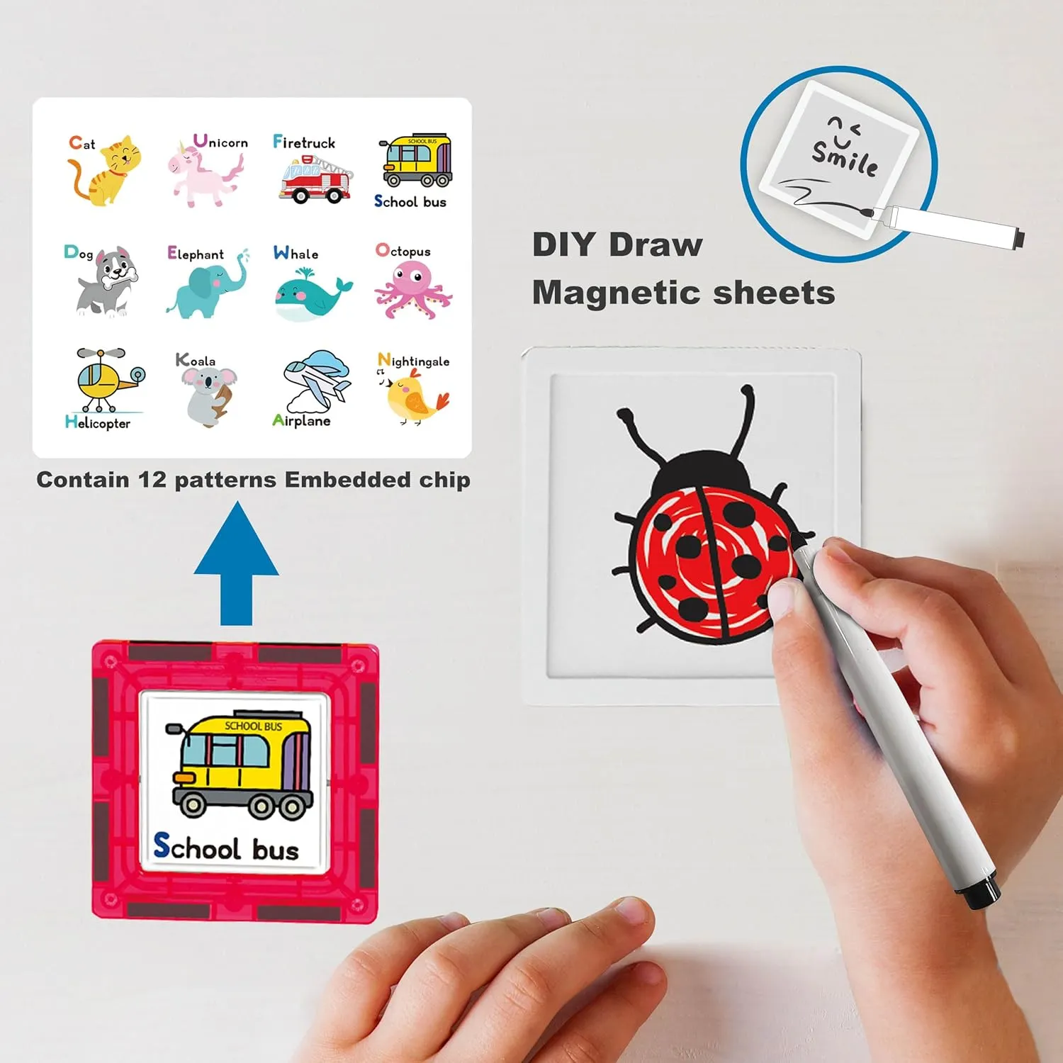 PicassoTiles 100pc Magnet Tile Construction Building Block Set with Carry Case Car Base Magnetic 8pc Characters Whiteboard Markers Idea Book Magnetized Toy Kit Playset Kids STEM Learning Age 3  PB01