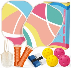 Pickleball Paddles - Fiberglass Pickleball Paddles Set of 2, USAPA Approved Pickle Ball Rackets 2 Pack with 4 Pickleball Balls, 1 Pickleball Bag, Paddles Ball Set for Beginners