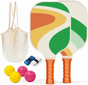 Pickleball Paddles - Fiberglass Pickleball Paddles Set of 2, USAPA Approved Pickle Ball Rackets 2 Pack with 4 Pickleball Balls, 1 Pickleball Net Bag, Paddles Ball Set for Beginners