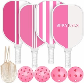 Pickleball Paddles Set of 4, USAPA Approved Pickleball Set of 4 with 4 Pickleball Balls & 1 Carry Bag Premium Wooden Cute Pickle Ball Paddles Rackets Ergonomic Cushion Grip Gifts for Women Youth Men
