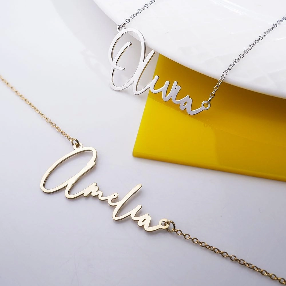 PicturesOnGold.com Custom Name Necklace For Women Personalized Name Necklace in Sterling Silver or Gold Necklace Personalized with any Name or Word