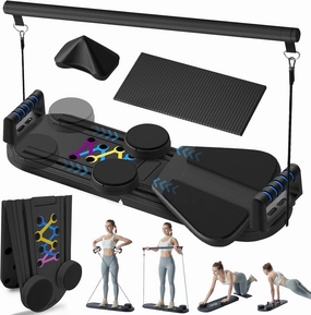 Pilates Board - Pilates Reformer Set, 6 in 1 Pilates Boards for Home Workout, Portable and Foldable Pilates Reformers Machine, Multifunctional Pilates Board for Women