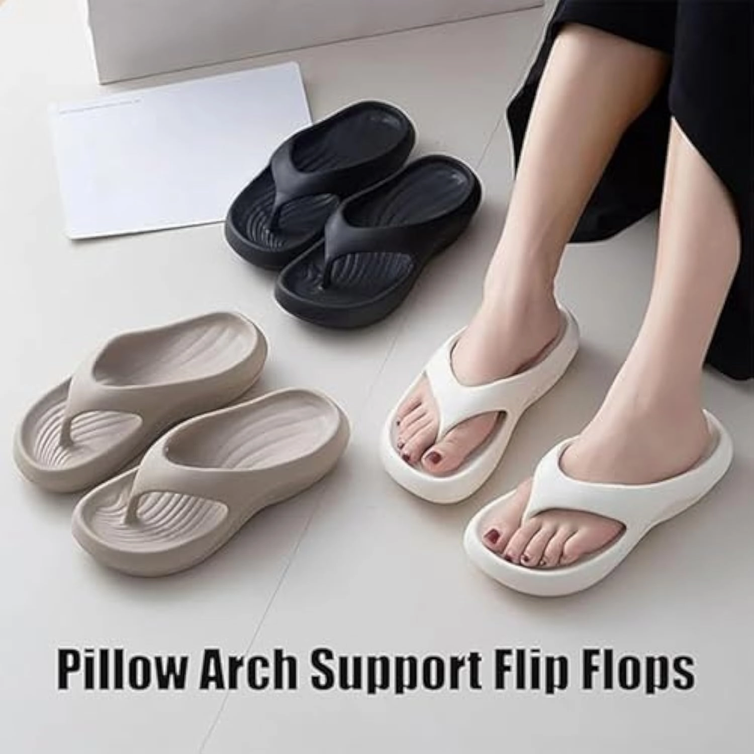 Pillow Arch Support Flip Flops, Platform Recovery Flipflops Orthopedic Sandals, Pillow Soft Summer Beach Shoes