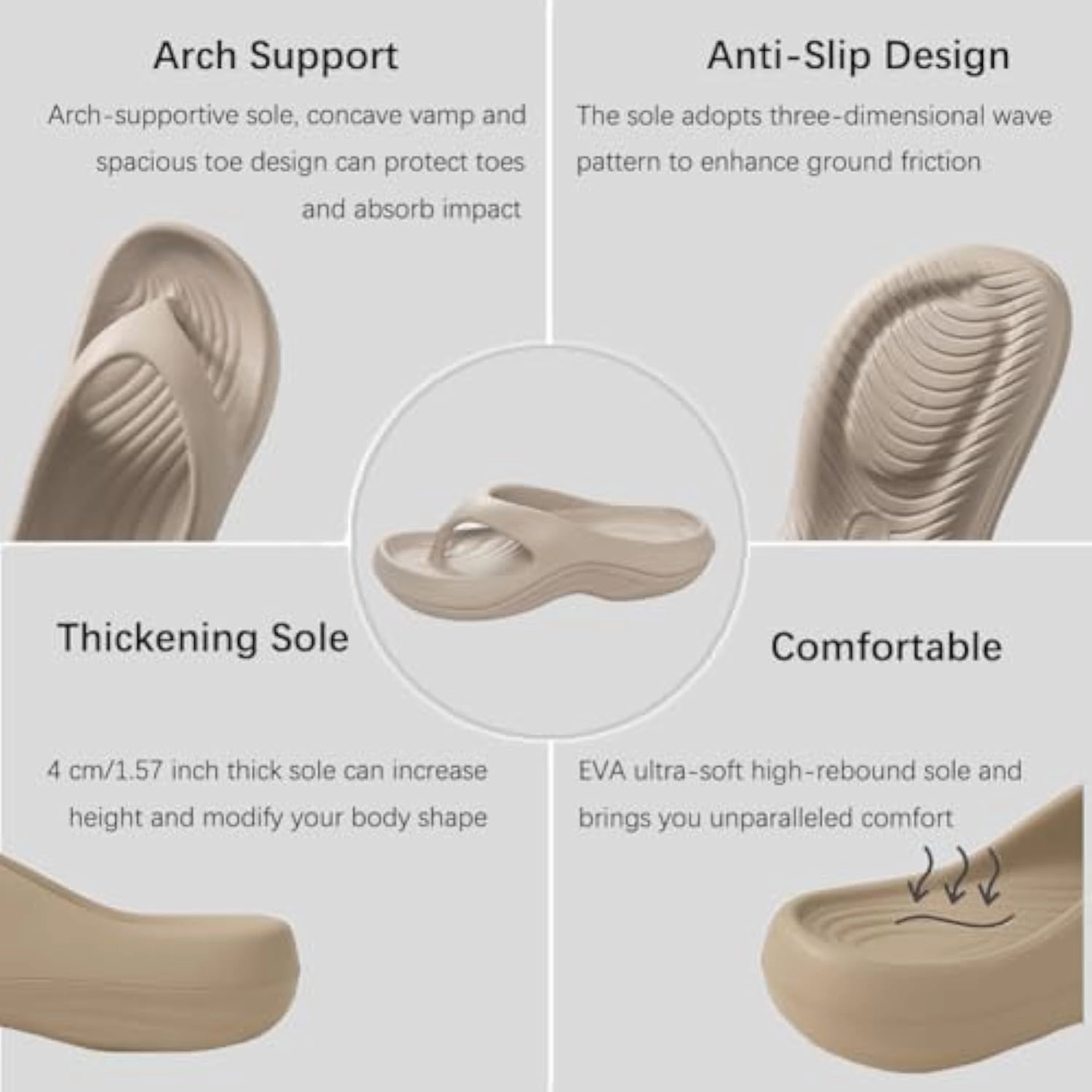 Pillow Arch Support Flip Flops, Platform Recovery Flipflops Orthopedic Sandals, Pillow Soft Summer Beach Shoes