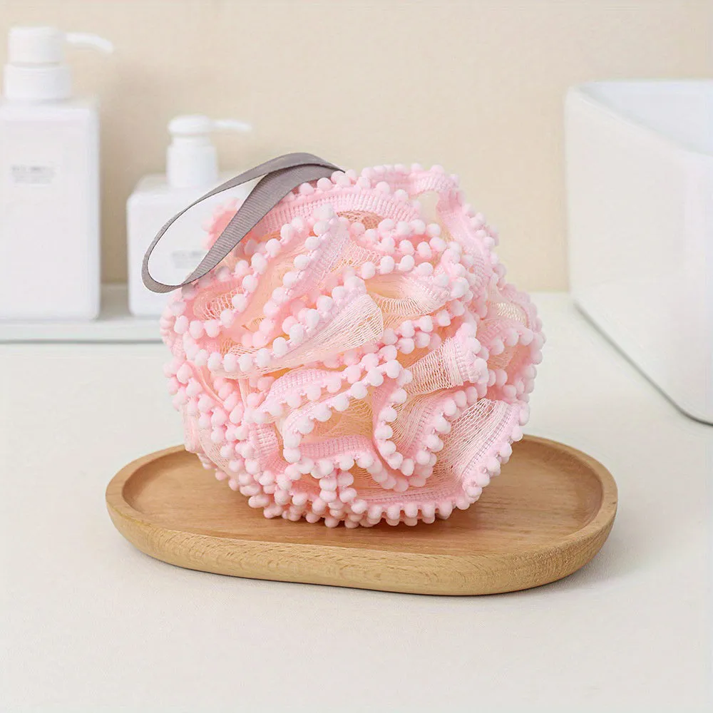 Pink Bath Ball, Bath Flower, Bubble Bath Ball, Super Soft, Female, Large