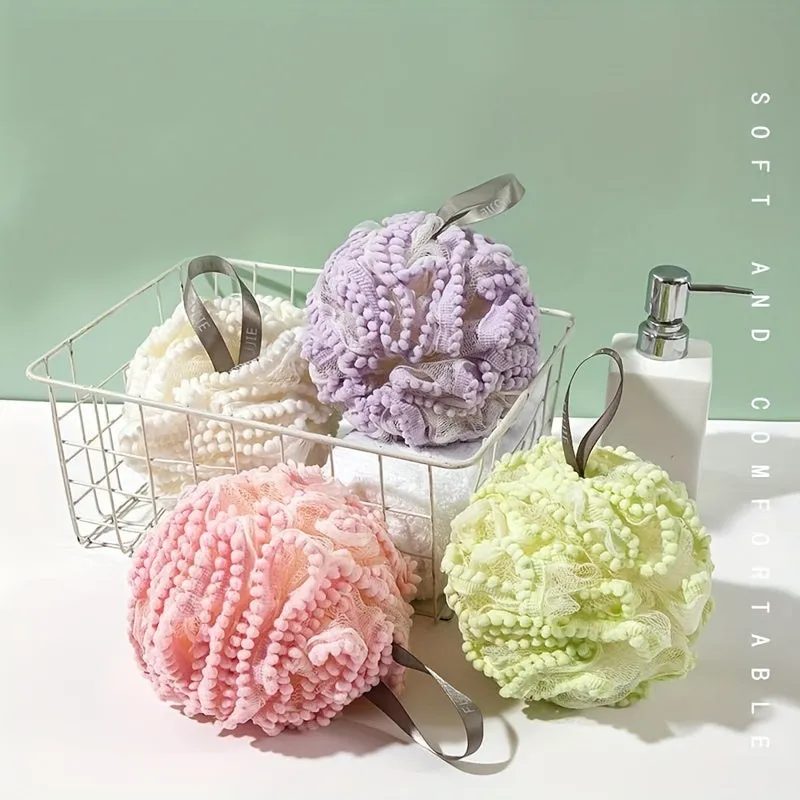 Pink Bath Ball, Bath Flower, Bubble Bath Ball, Super Soft, Female, Large