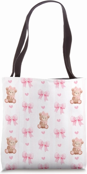 Pink Coquette Bows and Teddy Bears Tote Bag