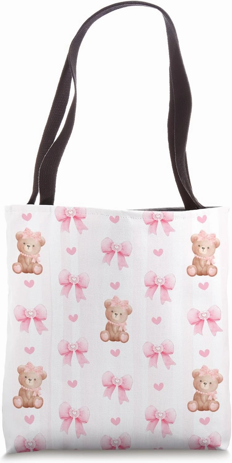 Pink Coquette Bows and Teddy Bears Tote Bag