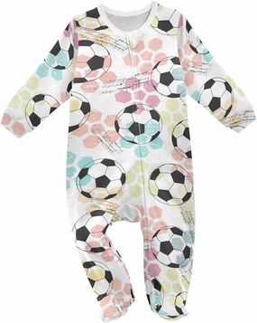 Pink Groovy Disco Ball Baby One-Piece Footies Long Sleeve Rompers Pajamas Zip Front Pjs for Boys Girls kids 3M