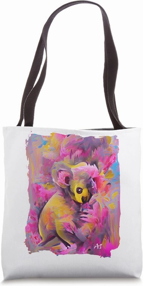 Pink Koala Bear Australia Cute Animal (AI Abstract Painting) Tote Bag