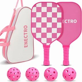 Pink Pickleball Paddles Set of 2, USAPA Approved Fiberglass Pickle Ball Set with 2 Cute Lightweight Pickleball Rackets, 2 Indoor &2 Outdoor Balls, 1 Pickleball Bag for Women, Beginner, Youth