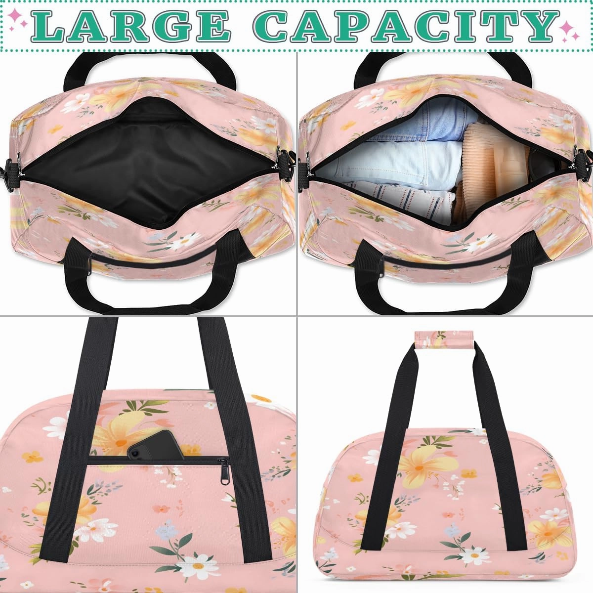Plants Flowers Kids Overnighter Duffel Bags for Boys, Carry-On Size Sports Gym Bag with Front Zipper Pocket for School Practice or Overnight Travel Weekender Sleepover Tote Bag